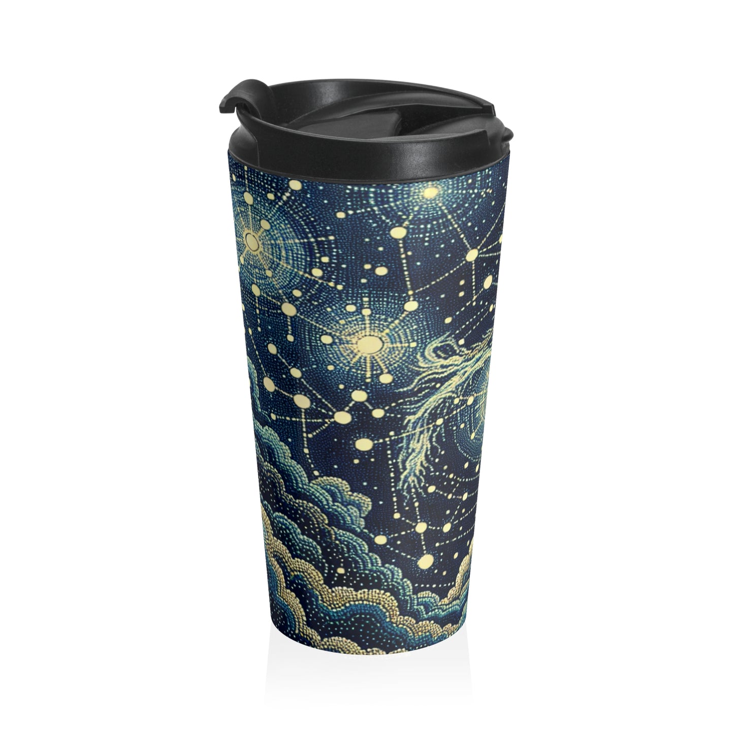 "Dotting the Heavens" - Taza de Viaje de Acero Inoxidable Alien Estilo Puntillismo