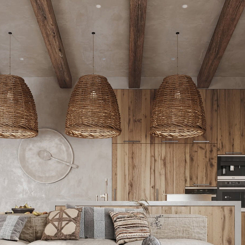 Retro Idyllic Zen Rattan-weaved Ceiling Lamp