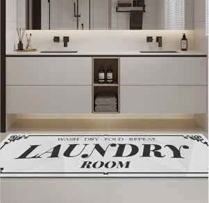 Laundry Room Rug Runner, Light Grey Runner Rug Laundry Rug Non Slip Waterproof Washable Laundry Mat - Laundry Mat Rug Runner For Laundry Room Hallway Bathroom Kitchen Floor