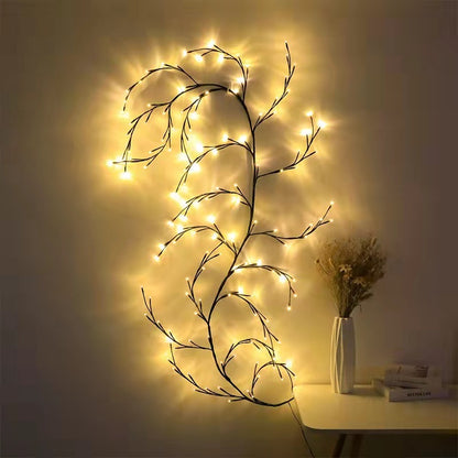 Vides con luces guirnalda de Navidad luz Flexible DIY rama de vid de sauce luz LED para pared de habitación decoración del banquete de boda