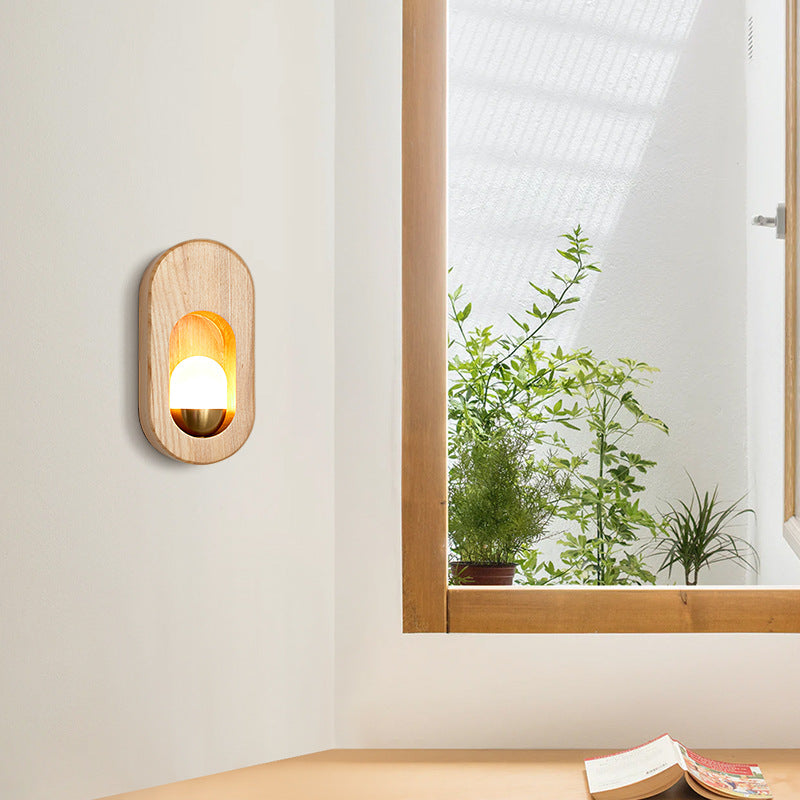 Lámpara de pared LED moderna y sencilla de madera maciza