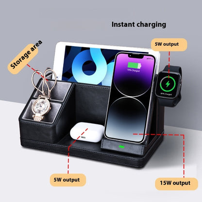 Three-in-one Wireless Charger Mobile Phone Headset Watch Stand Charging Station Storage Box