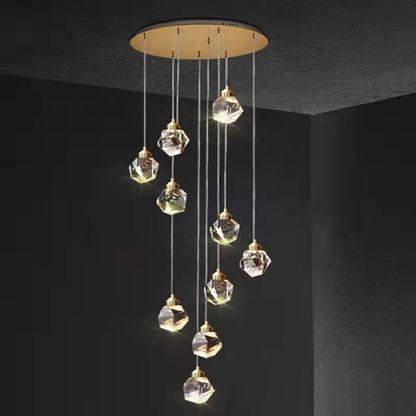 Duplex Stair Long Crane Crystal Lamp