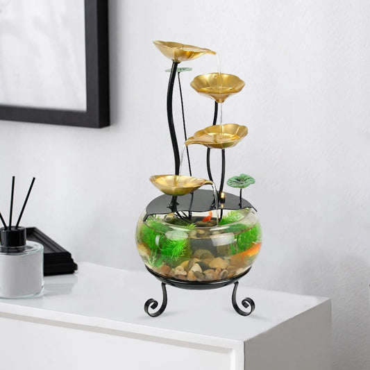 Simple Desktop Home Glass Fish Tank Fortune Flowing Water Ornaments