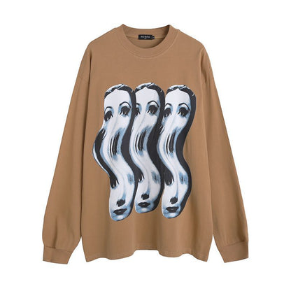 Spoof Printed Long-sleeved Bottoming T-shirt For Men And Women