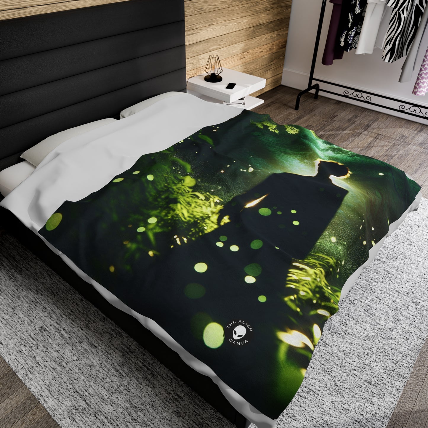 "Enchanted Firefly Forest" - The Alien Velveteen Plush Blanket