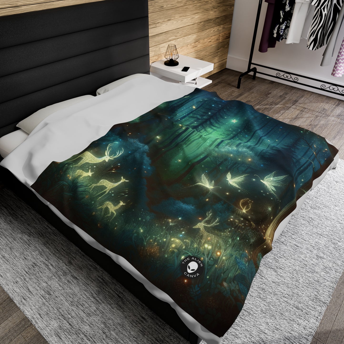 "Enchanted Night in the Whispering Woods" - The Alien Velveteen Plush Blanket