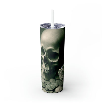 "Lingering Decay" - The Alien Maars® Skinny Tumbler with Straw 20oz Vanitas Painting Style