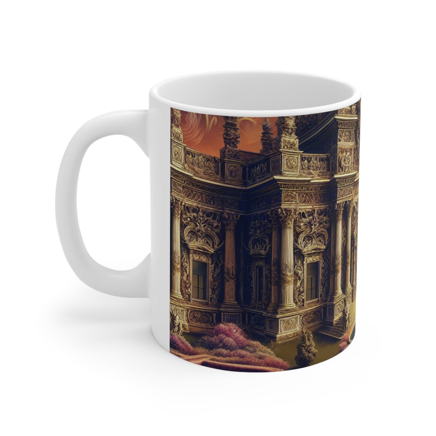 "Whimsy and Mystery: The Enchanted Masquerade in Baroque Splendor" - The Alien Ceramic Mug 11oz Baroque