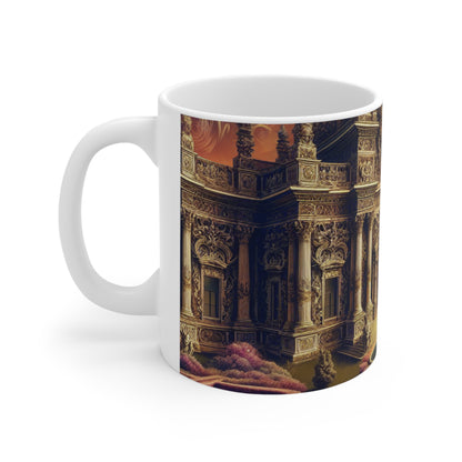 "Whimsy and Mystery: The Enchanted Masquerade in Baroque Splendor" - The Alien Ceramic Mug 11oz Baroque