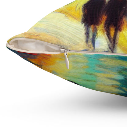 "Sunny Market Delight"- The Alien Spun Polyester Square Pillow Impressionism