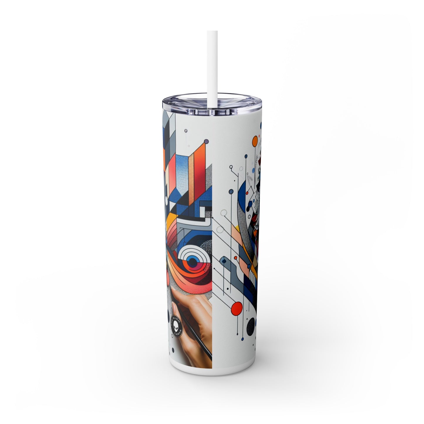 "ShapeSculptor: Interactive Geometric Art Creation" - The Alien Maars® Skinny Tumbler with Straw 20oz Interactive Art