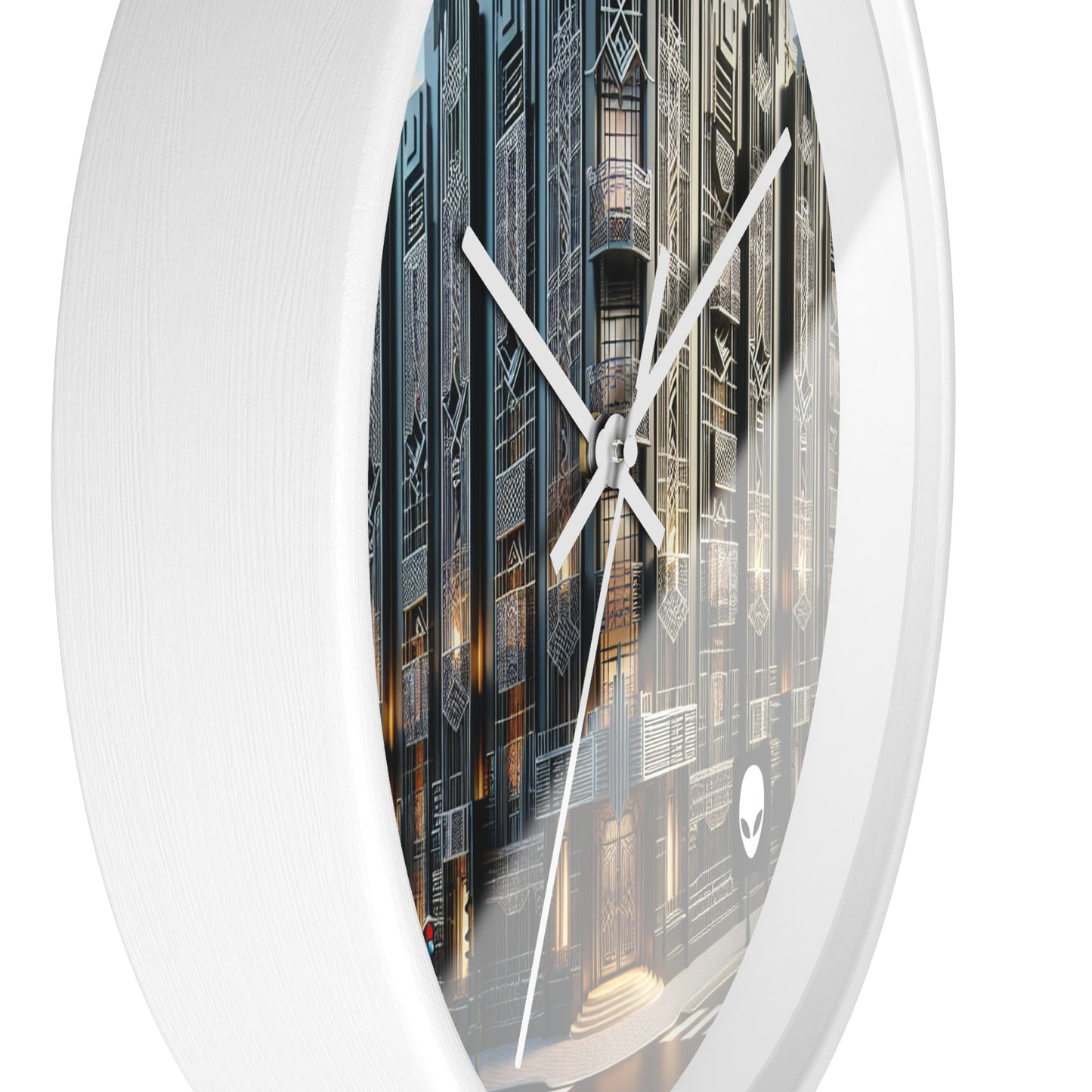 "Illuminating Elegance: An Art Deco City Street" - The Alien Wall Clock Art Deco Style