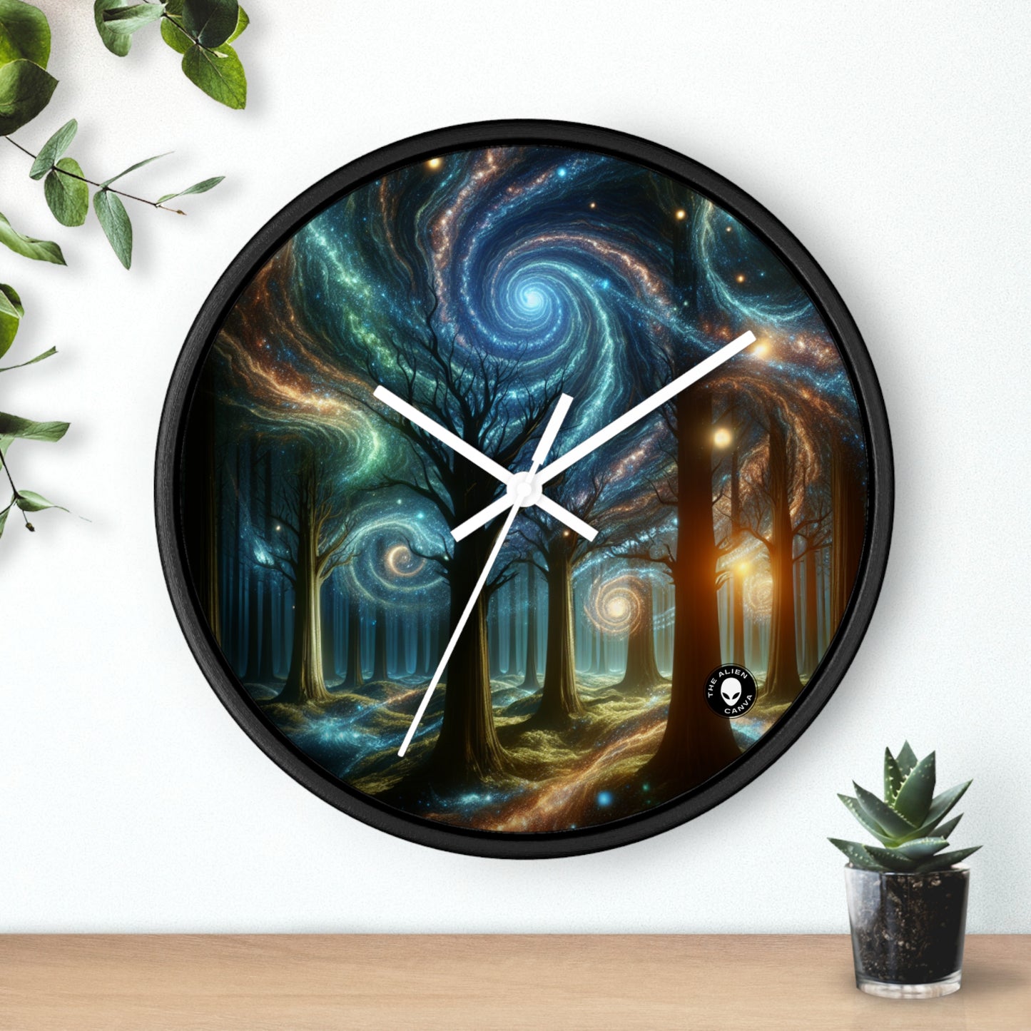 "Bois Galactiques : Un Paysage Onirique Céleste" - L'Horloge Murale Alien