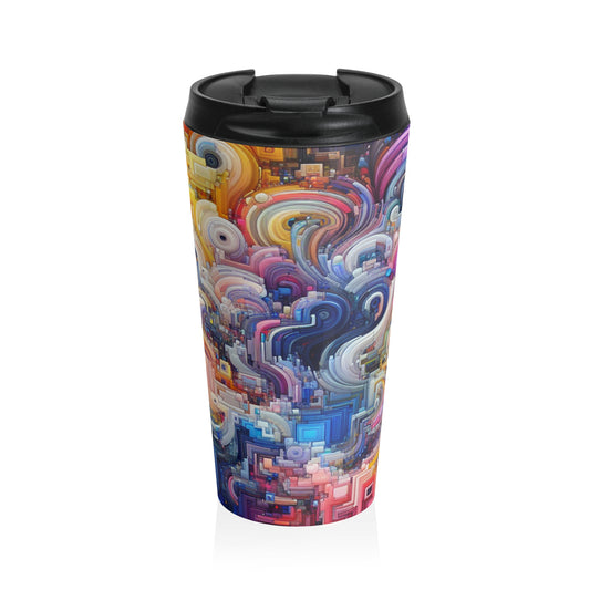 "Oceanic Harmonies: A Generative Art Exploration" - The Alien Stainless Steel Travel Mug Generative Art