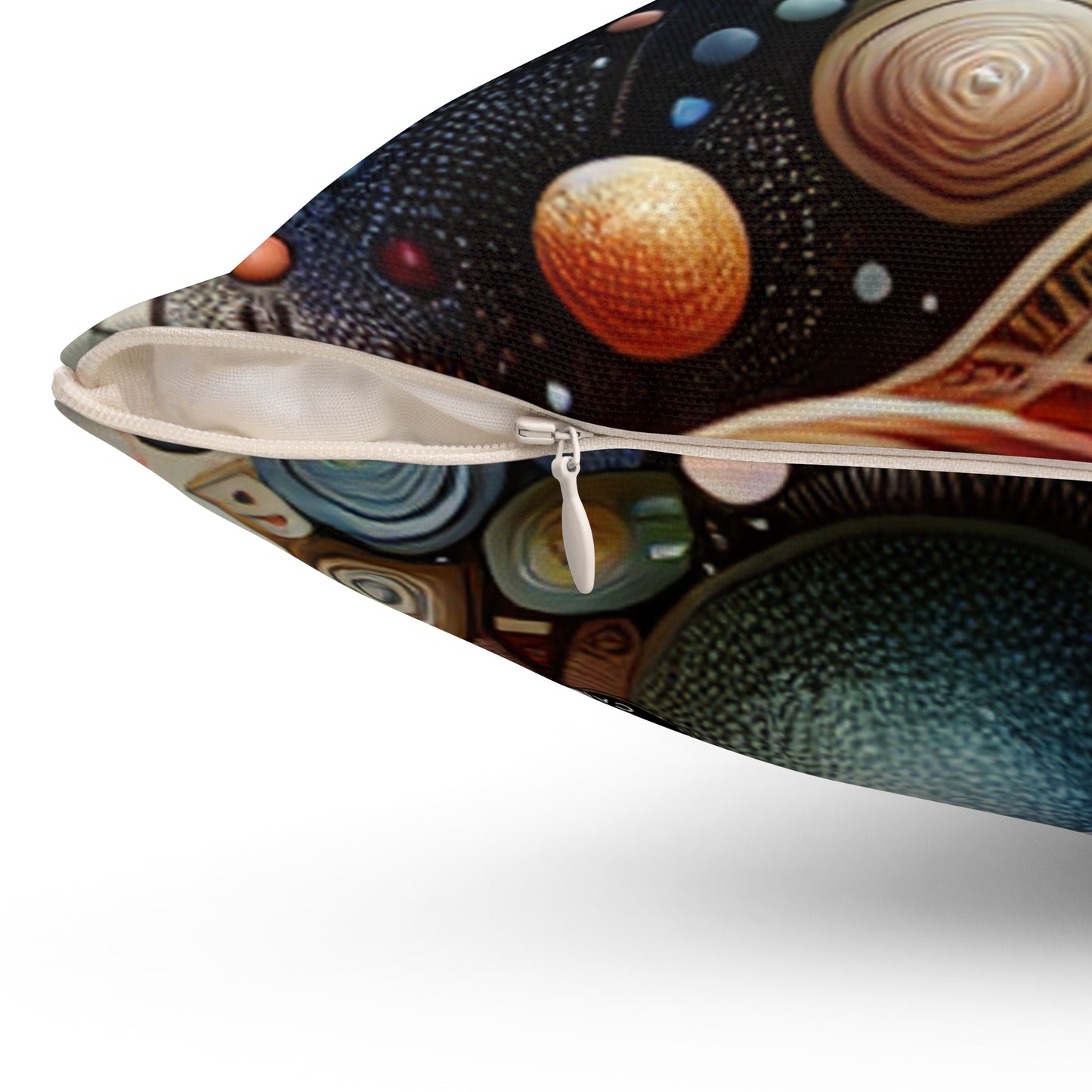 "Bio-Futurisme : Art inspiré des ailes de papillon" - L'oreiller carré en polyester filé Alien Bio Art