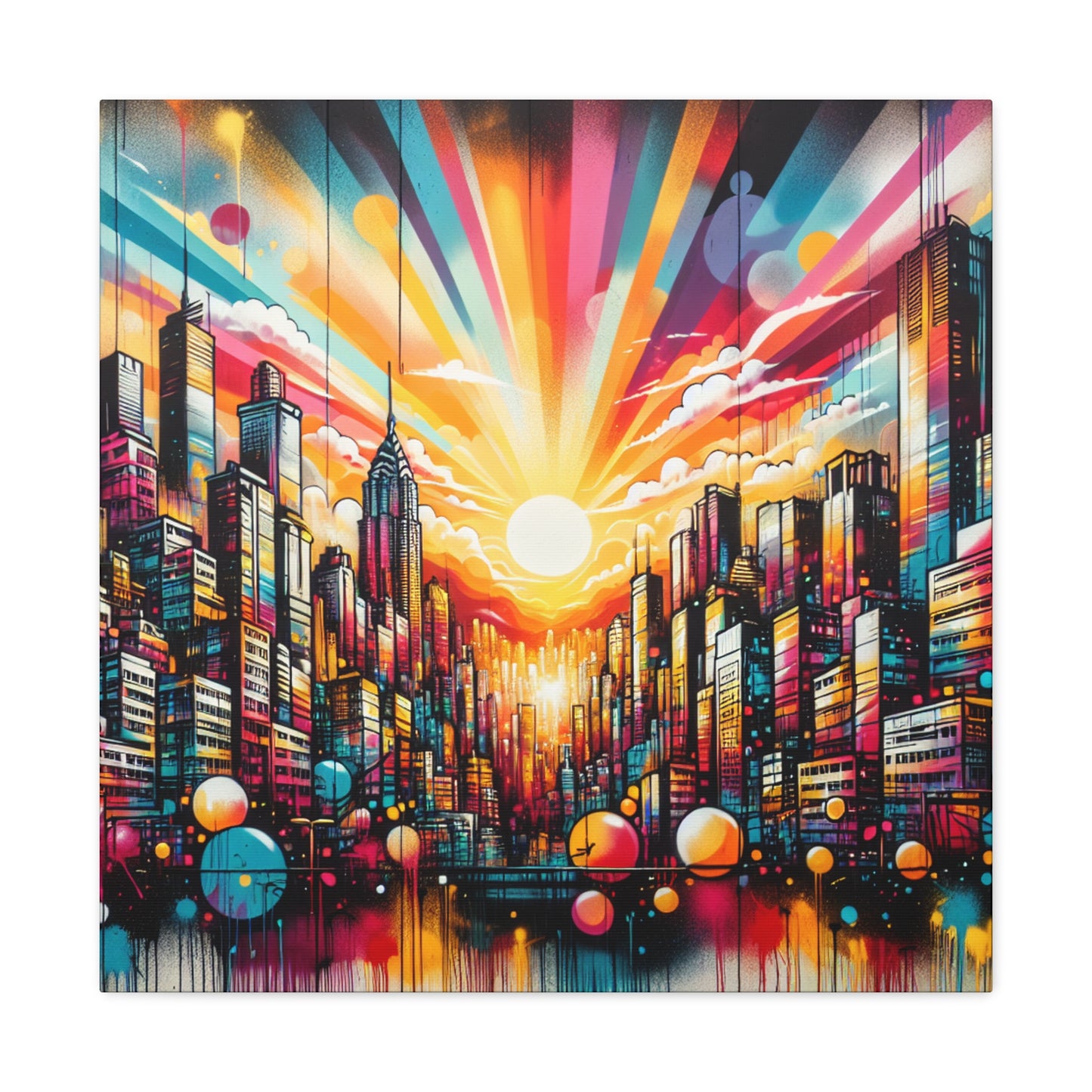 "Cityscape Sunrise" - The Alien Canva Street Art / Graffiti Style