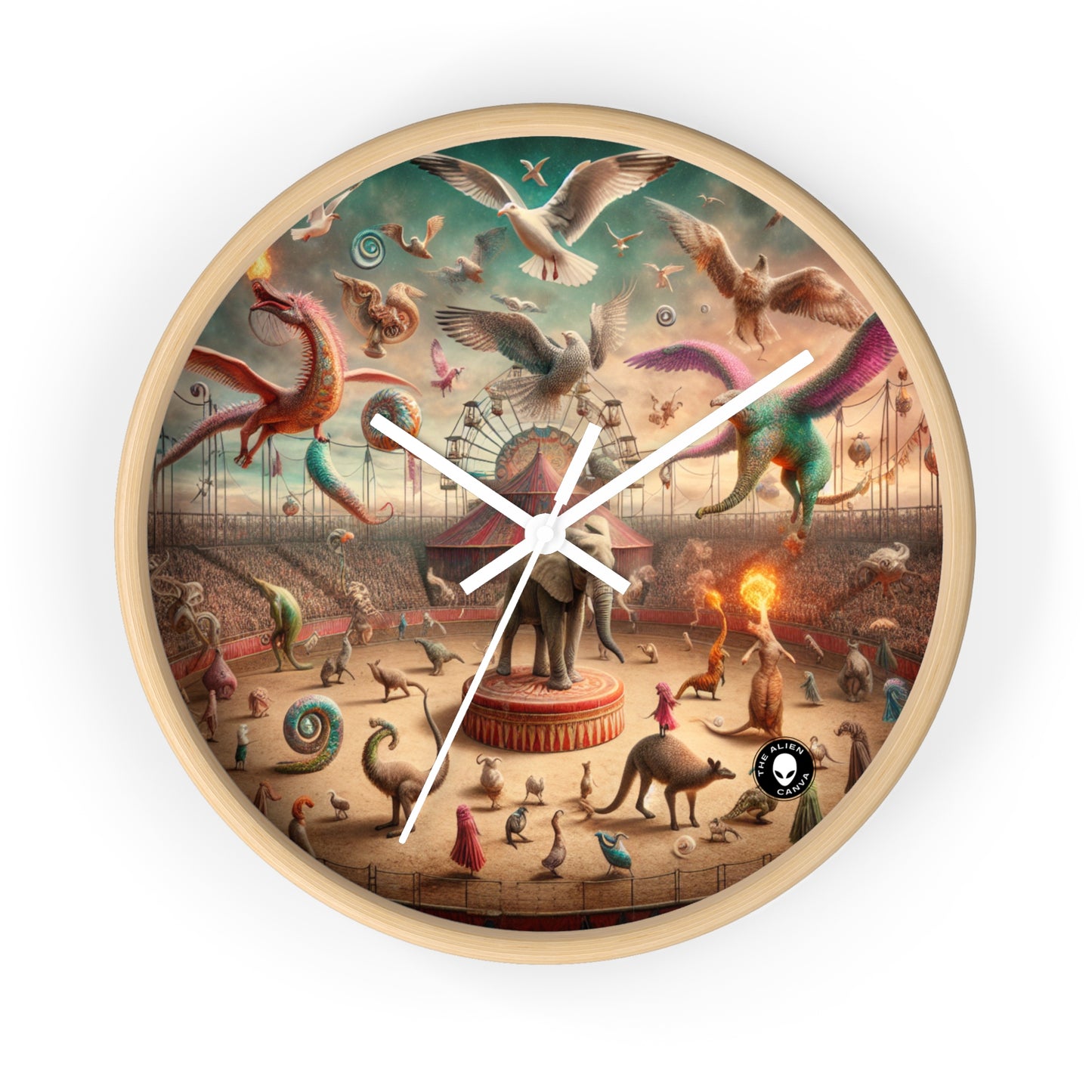 "Fantasy Circus: Where Animal Performers Entertain Mythical Attendees" - The Alien Wall Clock