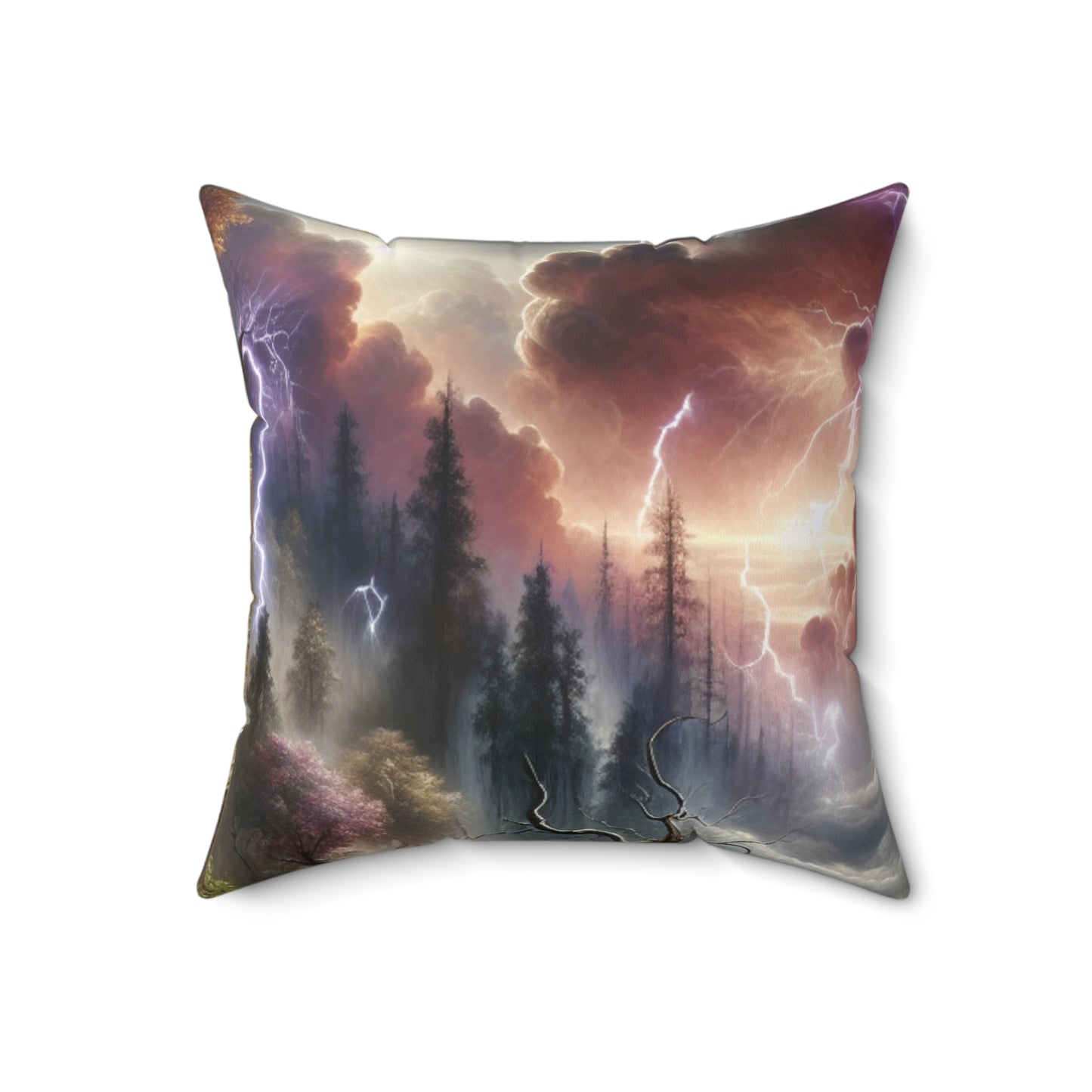 "Thunderstruck Forest"- The Alien Spun Polyester Square Pillow