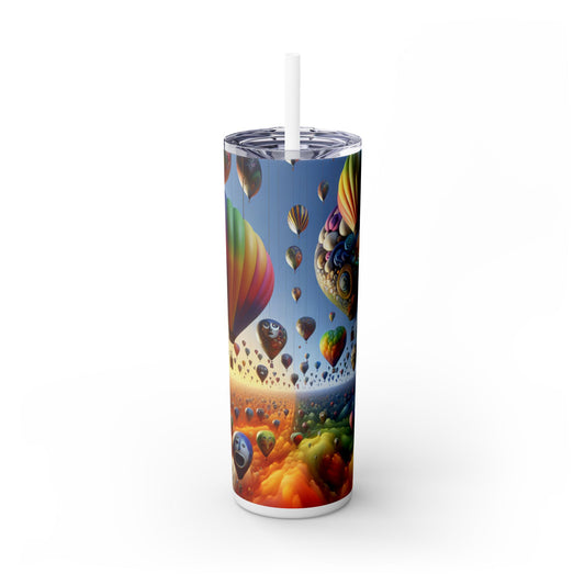 "Emotional Skyline: A Surreal Balloon Landscape" - The Alien Maars® Skinny Tumbler with Straw 20oz