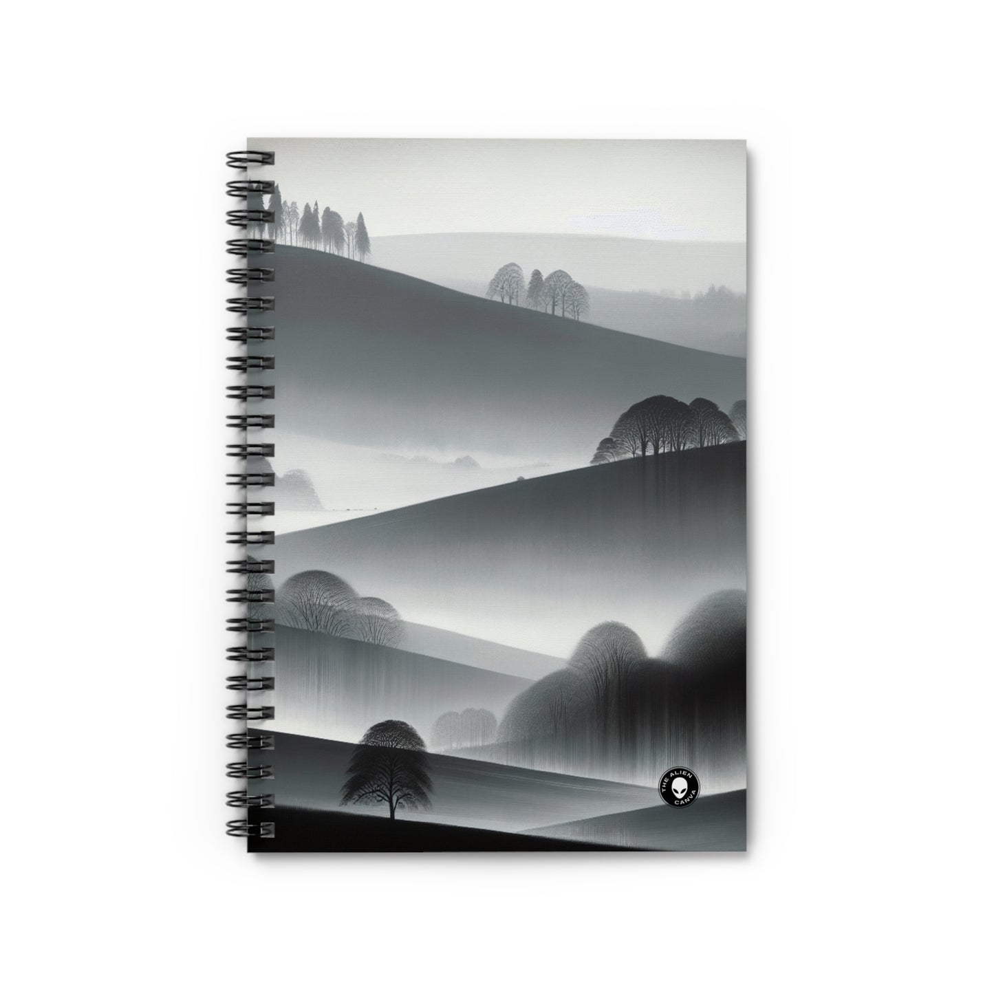 "Grey Tonalism: Hillside in Fog" - The Alien Spiral Notebook (Ruled Line) Tonalism