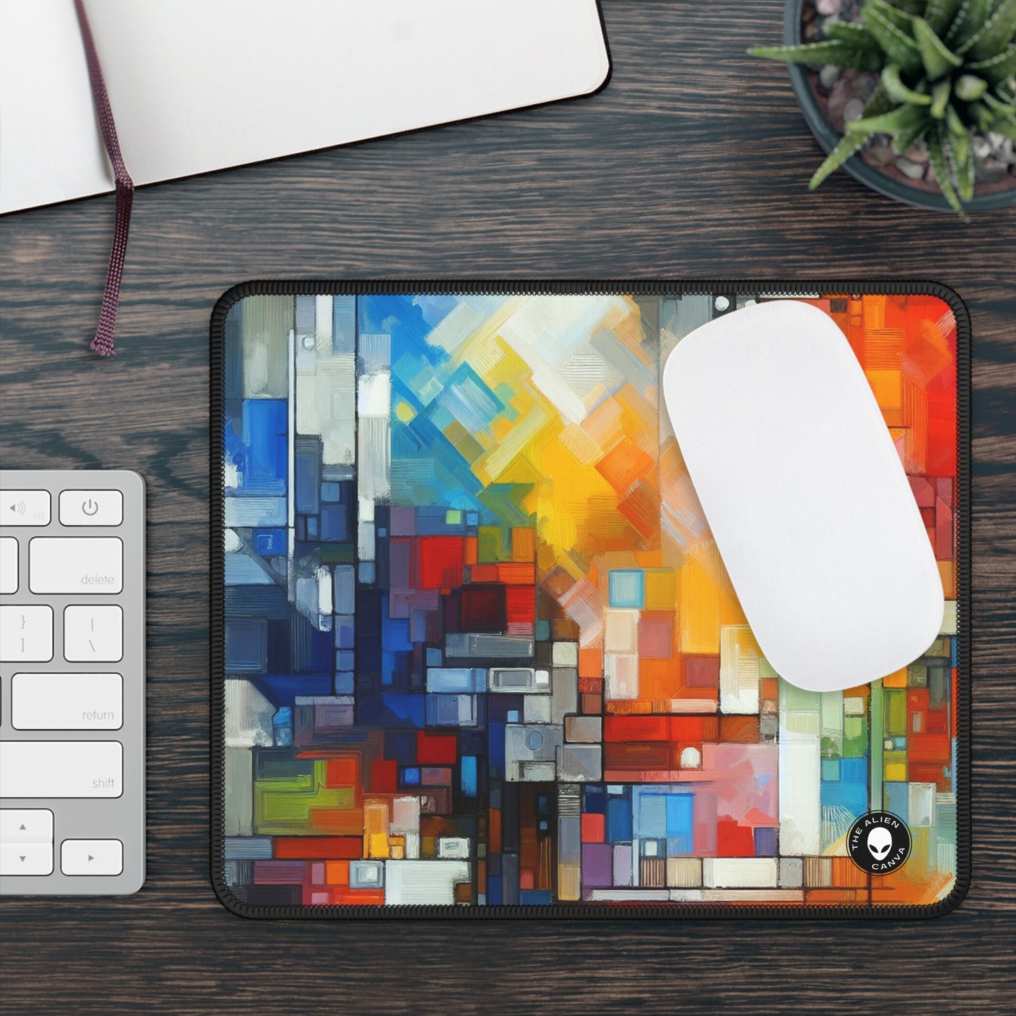 "Progreso optimista: una obra de arte abstracta" - The Alien Gaming Mouse Pad Arte abstracto