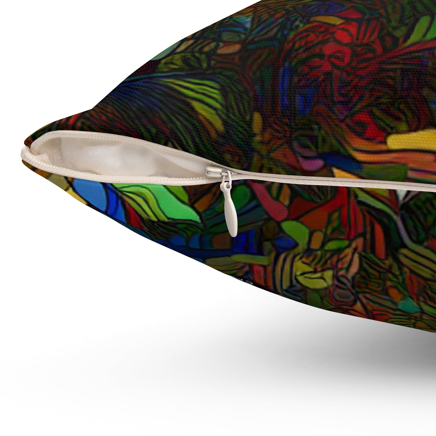 "Amazonian Kaleidoscope"- The Alien Spun Polyester Square Pillow