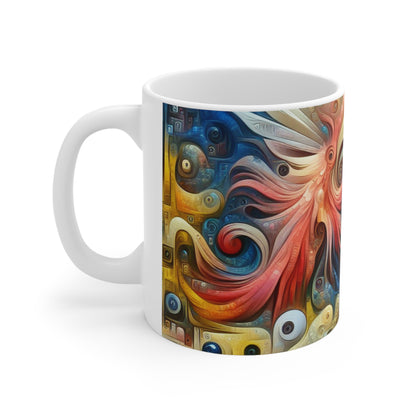 "The Timeless Garden: A Surreal Fusion of Nature and Time" - The Alien Ceramic Mug 11oz Surrealism