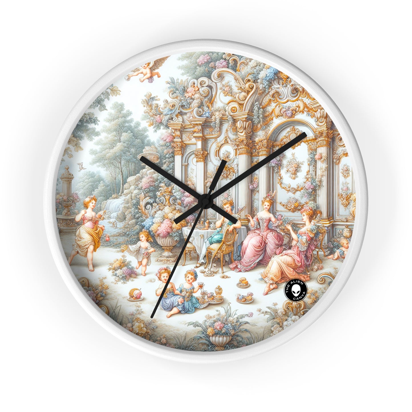 "Un jardin de délices rococo : une extravagance fantaisiste" - The Alien Wall Clock Rococo