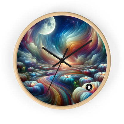 "Rainbow Sky, Moonlit Flowers" - The Alien Wall Clock