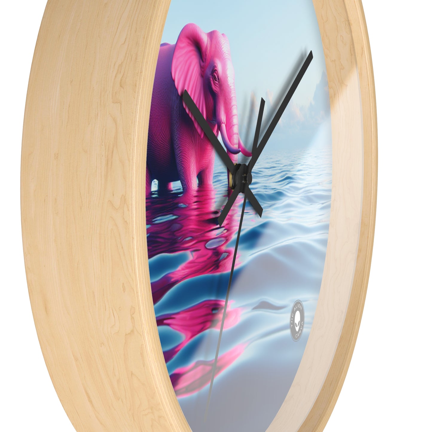 "The Pink Elephant in the Deep Blue Sea" - The Alien Wall Clock A pink elefant floating in the ocean