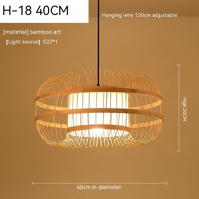 Nouveau Lampe à suspension artisanale en bambou de Style chinois