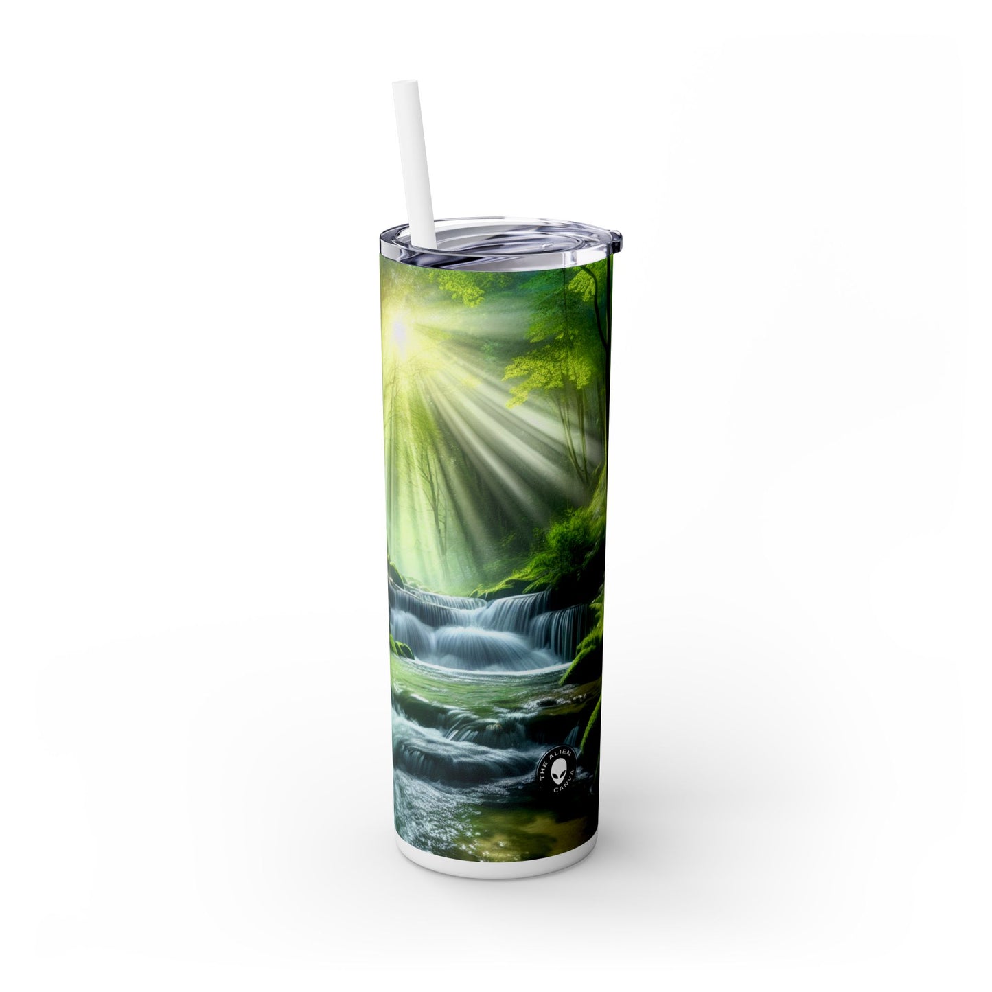 "Enchanting Waterfall Oasis" - The Alien Maars® Skinny Tumbler with Straw 20oz