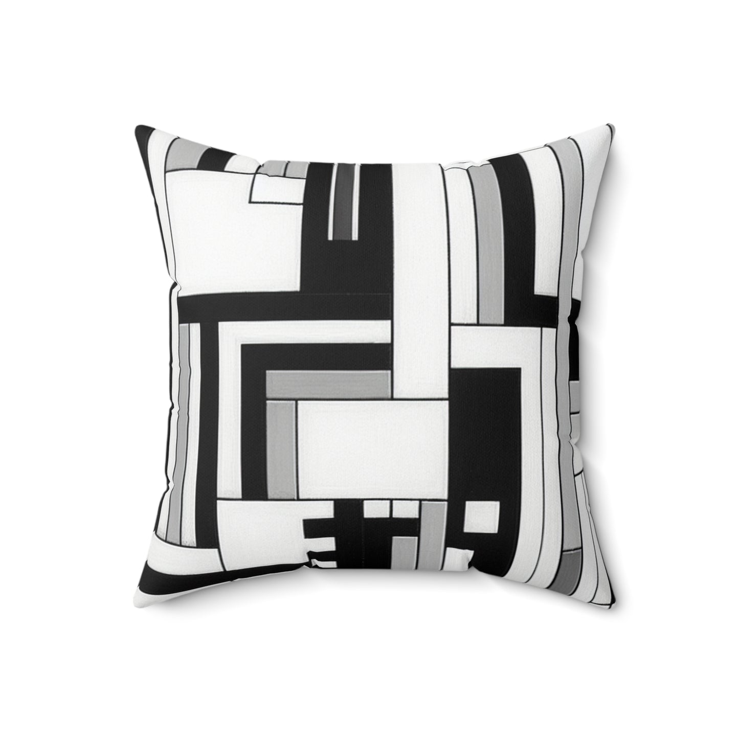 « De Stijl en noir et blanc » - L’oreiller carré en polyester filé Alien De Stijl Style