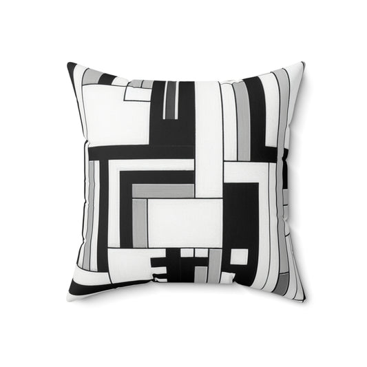 "De Stijl in Black and White" - The Alien Spun Polyester Square Pillow De Stijl Style