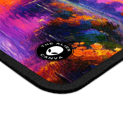 "Bulevares de iluminación: un vibrante paisaje urbano postimpresionista" - The Alien Gaming Mouse Pad Postimpresionismo