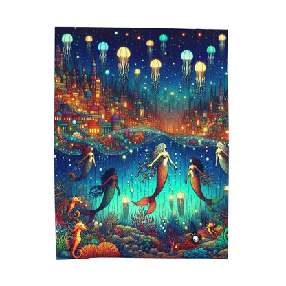 "Glowing Jellyfish City: A Whimsical Underwater World" - The Alien Velveteen Plush Blanket