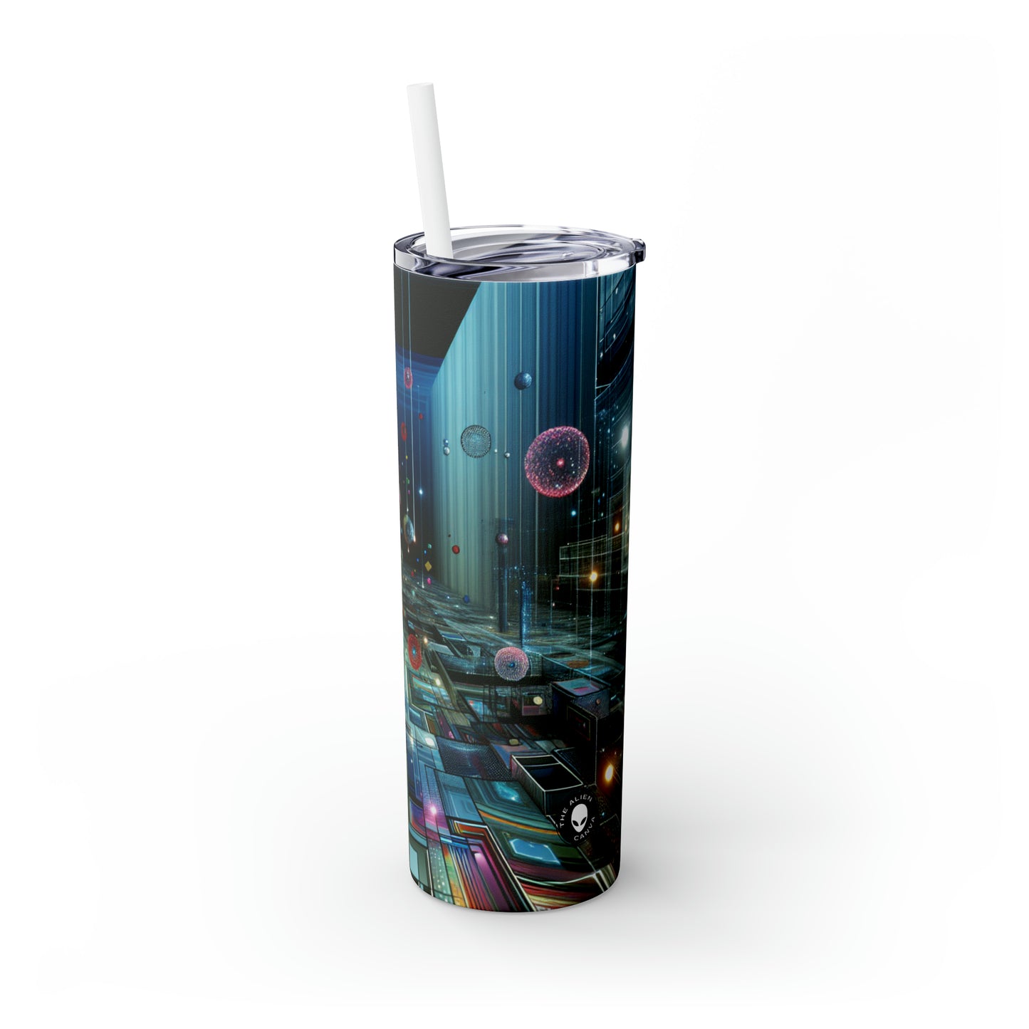 "Enchanted Oasis: A Virtual Reality Garden Experience" - The Alien Maars® Skinny Tumbler with Straw 20oz Virtual Reality Art