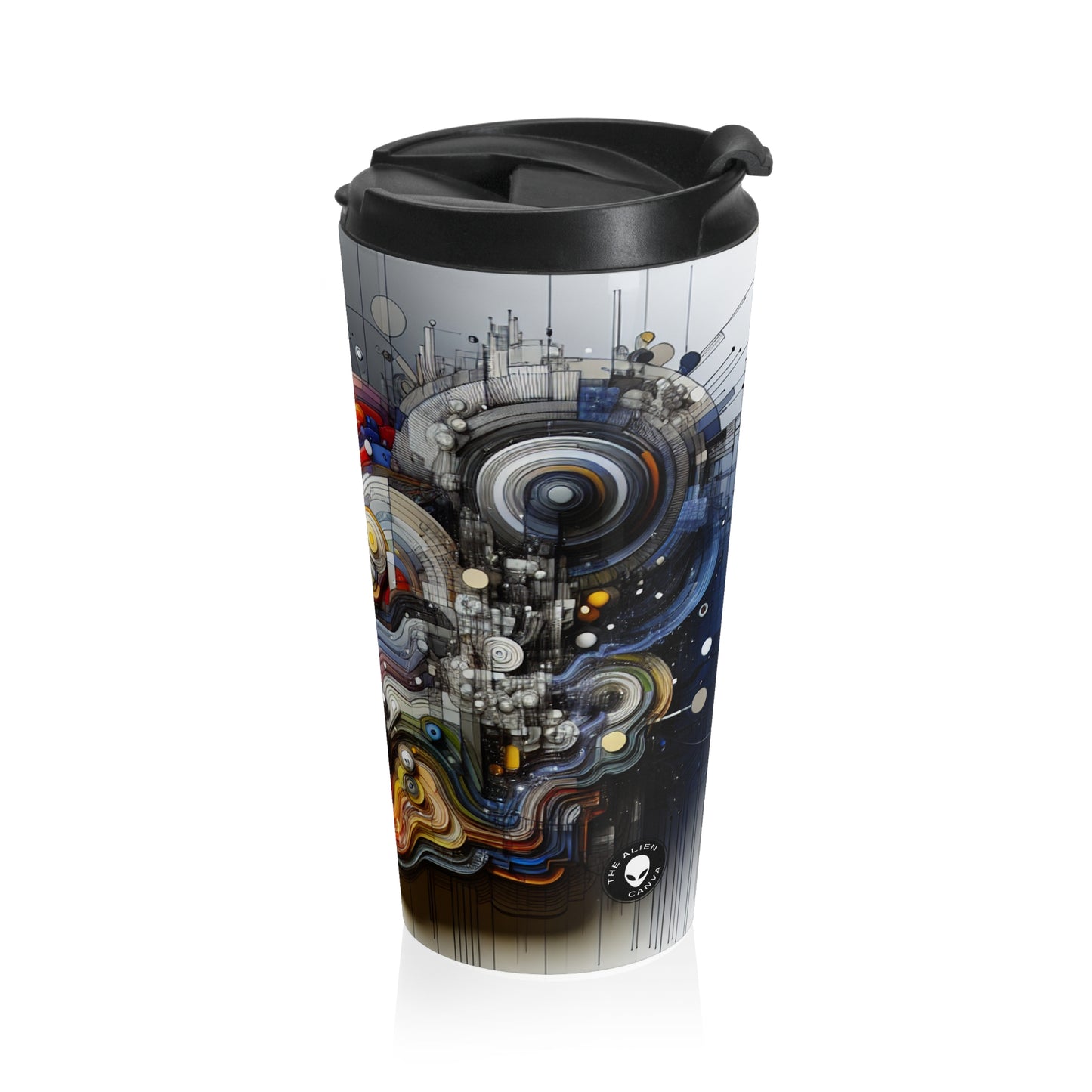 "Urban Chaos: A Neo-Expressionist Cityscape" - The Alien Stainless Steel Travel Mug Neo-Expressionism