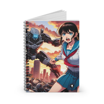 "Girl in Uniform Saves City from Invaders." - The Alien Spiral Notebook (Ruled Line) Manga/Anime Art