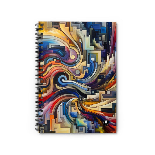 "Serene Blue: Abstract Art with Geometric Shapes" - The Alien Spiral Notebook (Ruled Line) Abstract Art