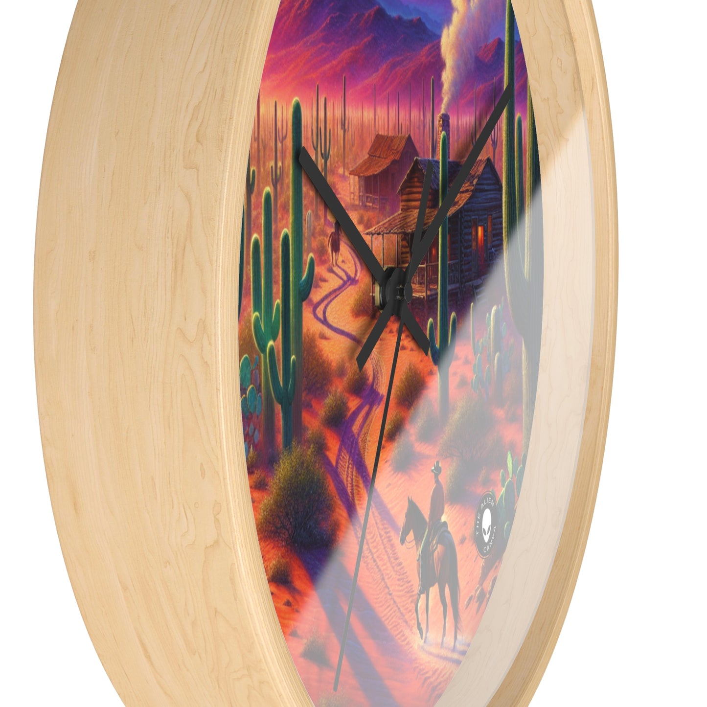 "Glowing rain: A city's reflection" - The Alien Wall Clock Realism