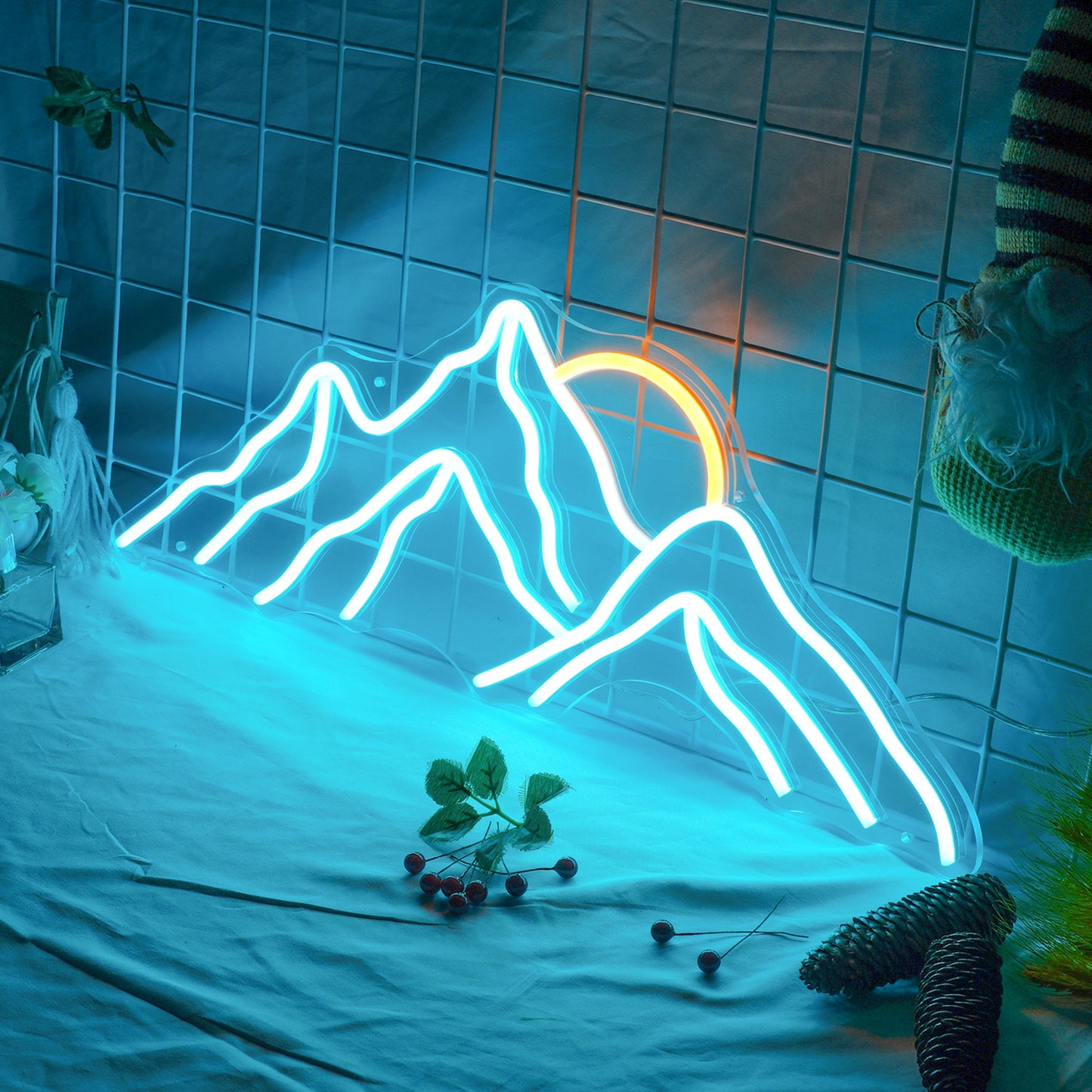 Mountain Shape Atmosphere Acrylic Sunrise Led Neon Light