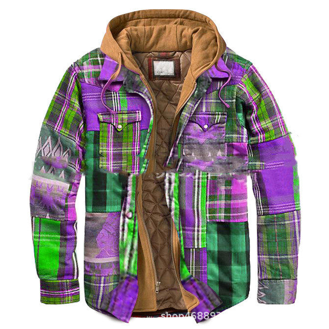 Non-positioning printed loose hooded jacket