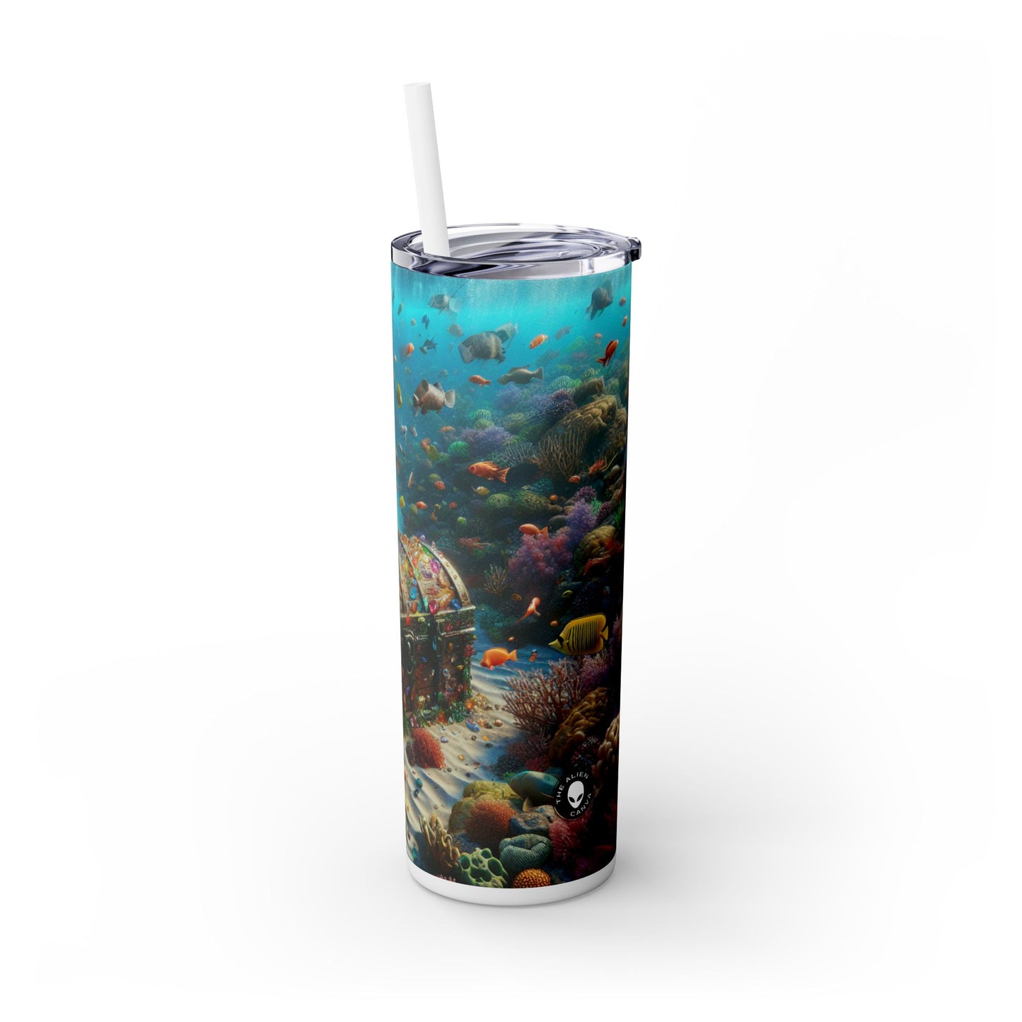 "Jeweled Depths: Discover the Hidden Treasure" - The Alien Maars® Skinny Tumbler with Straw 20oz