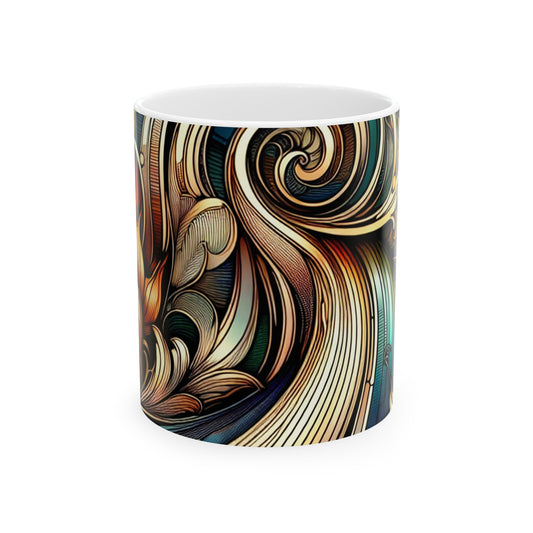 "Floral Elegance: Art Nouveau Botanical Garden Poster" - The Alien Ceramic Mug 11oz Art Nouveau