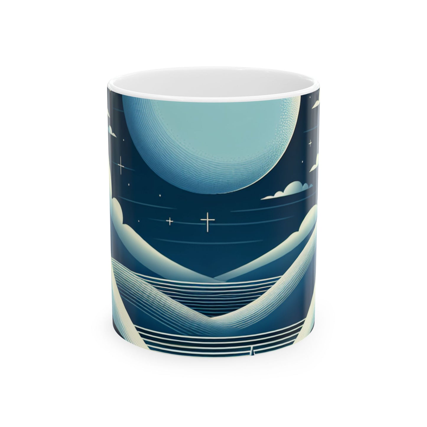 Taza de cerámica alienígena "Moonlit Haven" de 11 oz