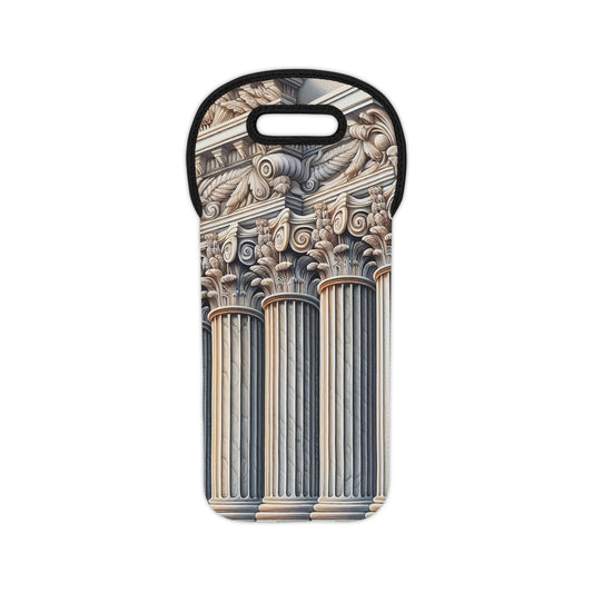 "3D Wall Columns: An Architectural Artpiece" - The Alien Wine Tote Bag Trompe-l'oeil Style