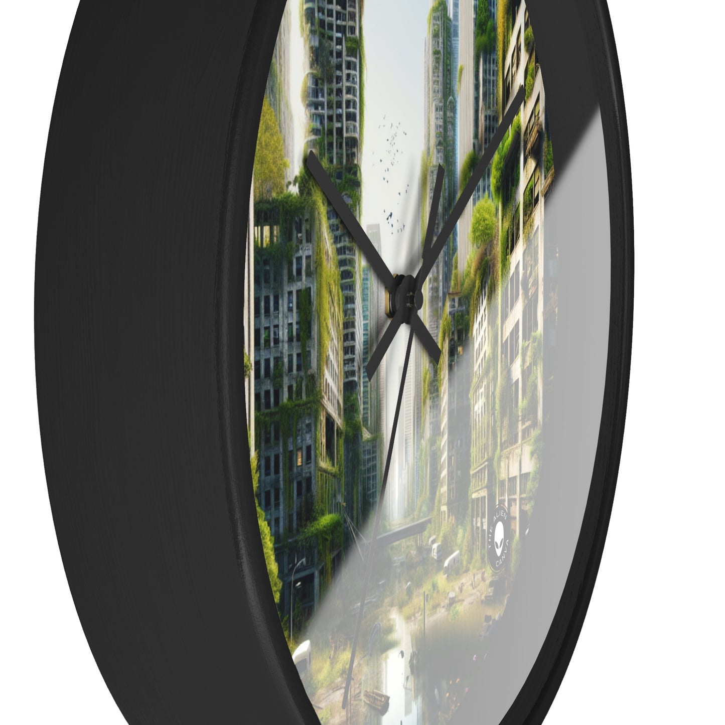 "Nature's Reclamation: A Futuristic Urban Jungle" - The Alien Wall Clock