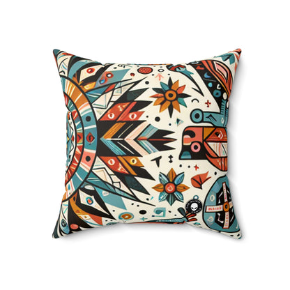 "Nature's Wisdom: An Indigenous Tribute"- The Alien Spun Polyester Square Pillow Indigenous Art